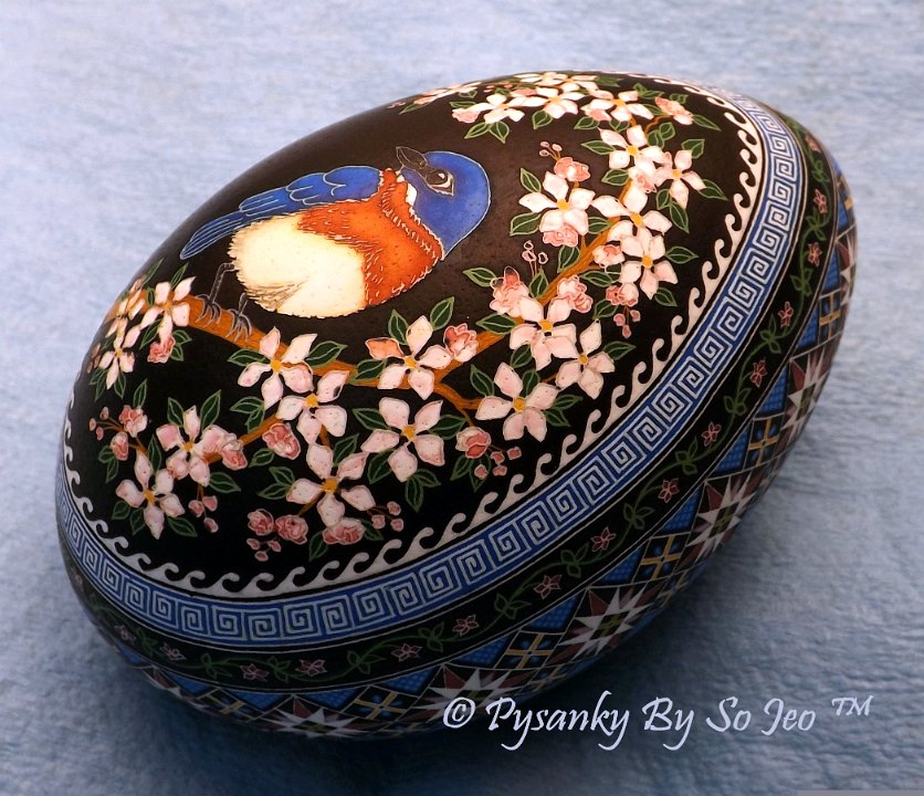 WIP Bluebird Pysanka Pysanky Ukrainian Easter Egg by So Jeo